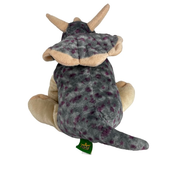 Wild Republic Triceratops Large Sized Beanie Plush Stuffed Dinosaur Purple Gray - Picture 5 of 13
